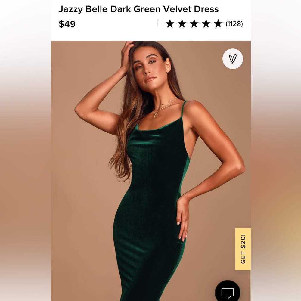 Brand new never worn green velvet Lulu’s dress - small